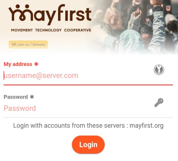 login screen