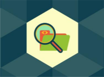 Icon with magnifying glass over folder